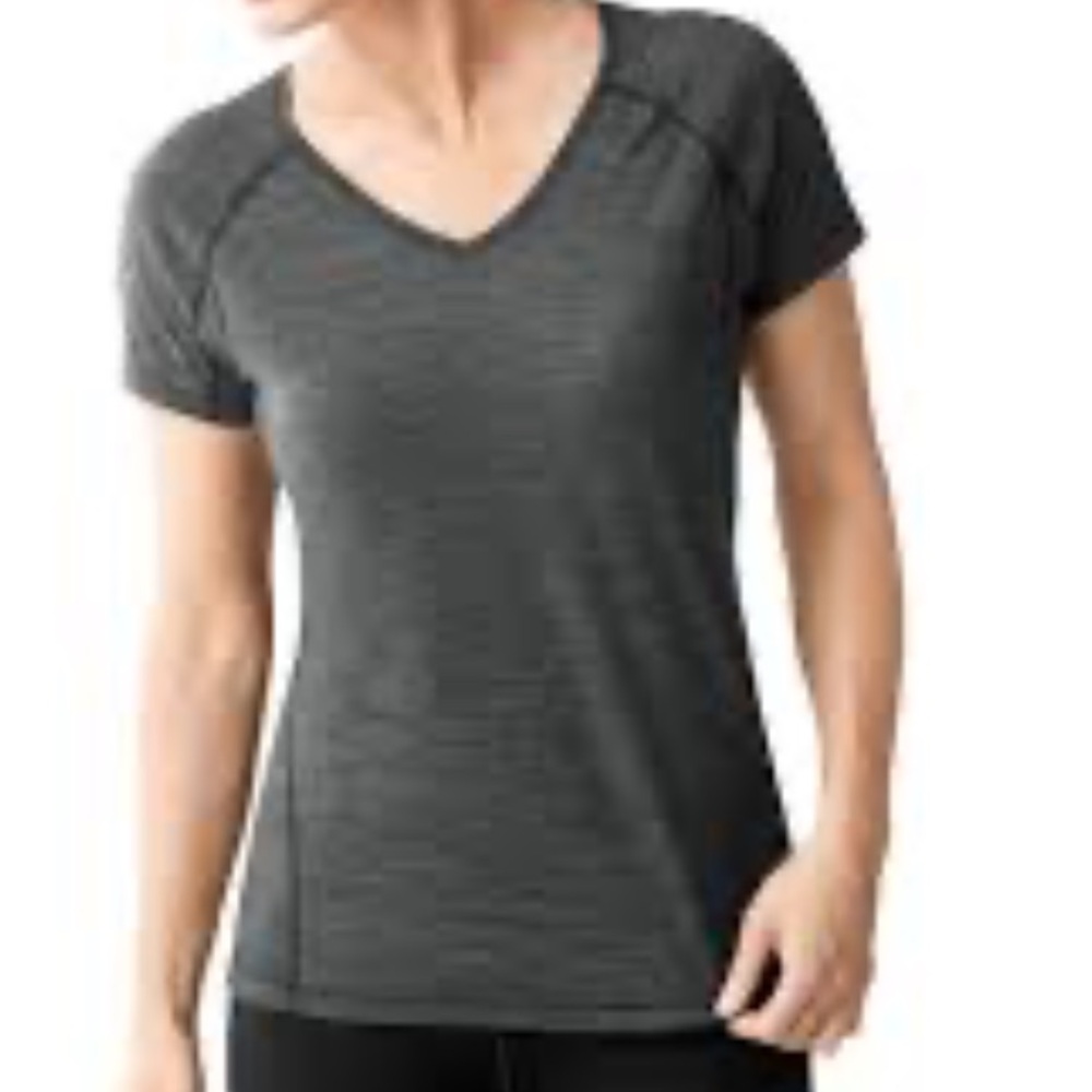 Smartwool Women's Charcoal Gray Short-Sleeve V-Neck Top